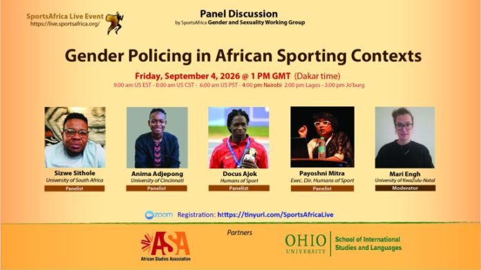Call for Participation | Gender Policing in African Sporting Contexts | Zoom webinar, September 4, 2026